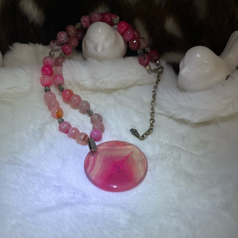 Pink agate necklace